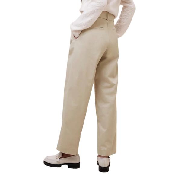 Banana Republic Cruz Pleated Wide Leg Chino Natural Khaki Beige 2 - Picture 2 of 11